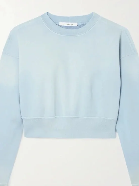 New SLVRLAKE Light Blue Cropped Crewneck Sweatshirt  Size Small Cotton - Picture 5 of 14
